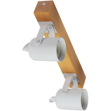 Spotlámpa 2xGU10/50W/230V bükkfa/fehér