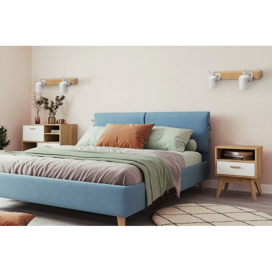 Spotlámpa 2xGU10/50W/230V bükkfa/fehér