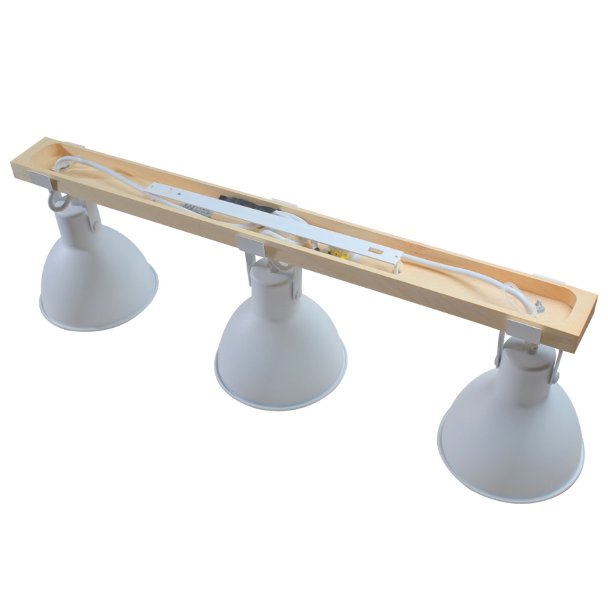 Spotlámpa 3xE27/40W/230V bükkfa/fehér