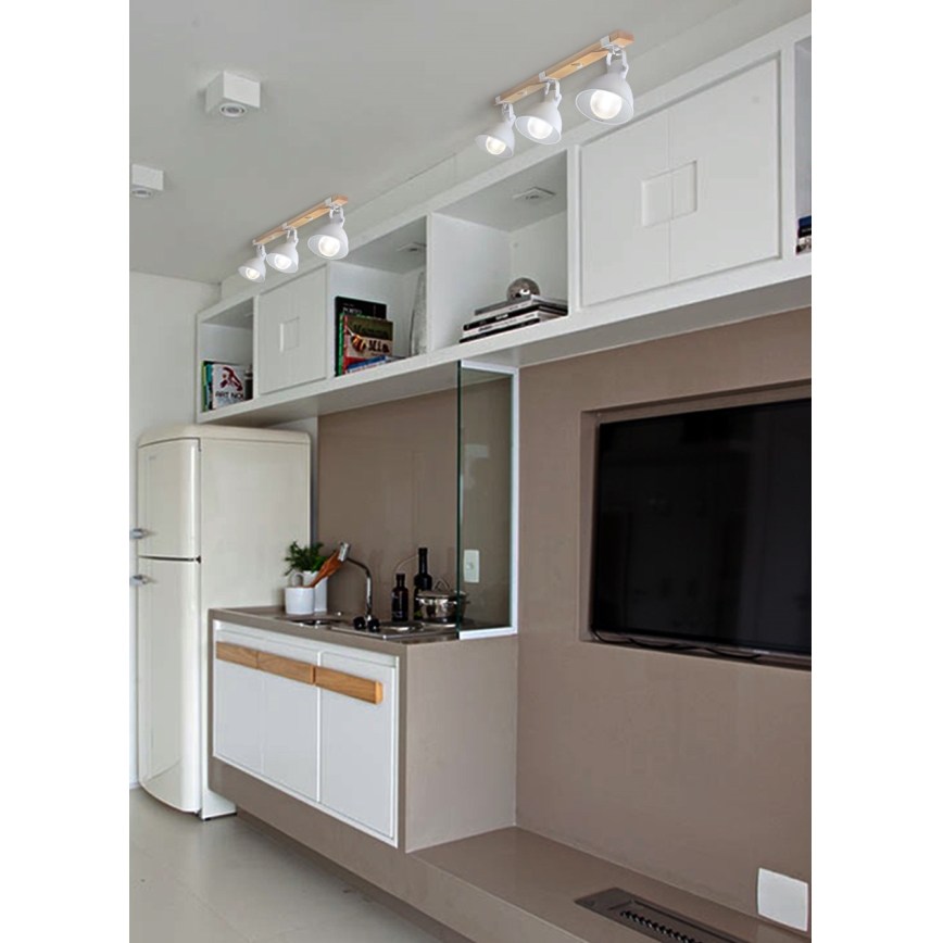 Spotlámpa 3xE27/40W/230V bükkfa/fehér