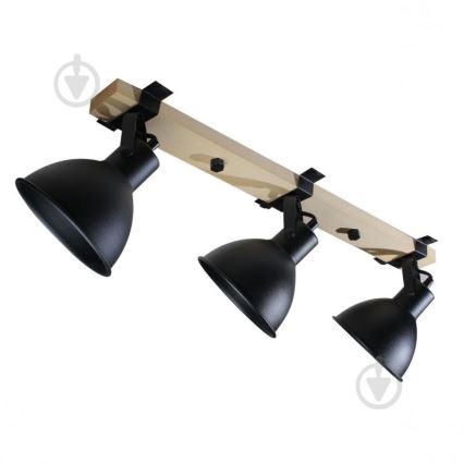Spotlámpa 3xE27/40W/230V bükkfa/fekete