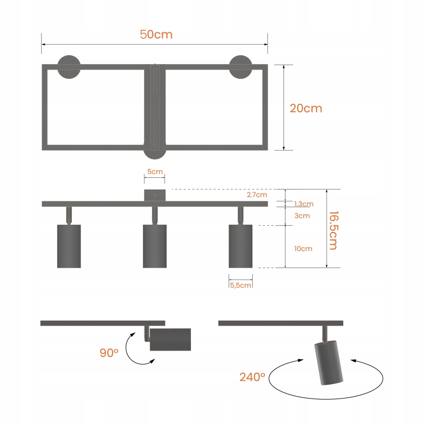 Spotlámpa 3xGU10/30W/230V fehér
