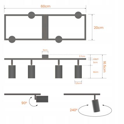 Spotlámpa 4xGU10/30W/230V fehér