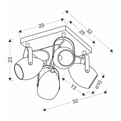 spotlámpa ANICA 4xE14/40W/230V fekete/réz