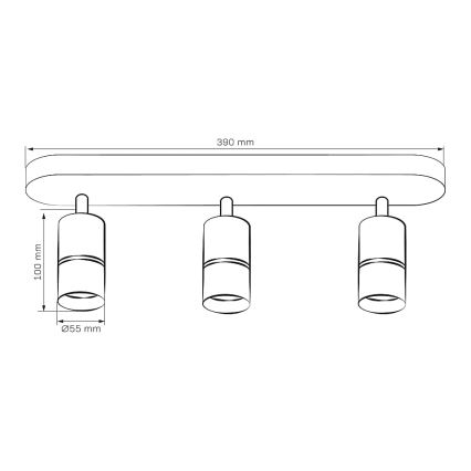 Spotlámpa BAMBOO 3xGU10/10W/230V fekete