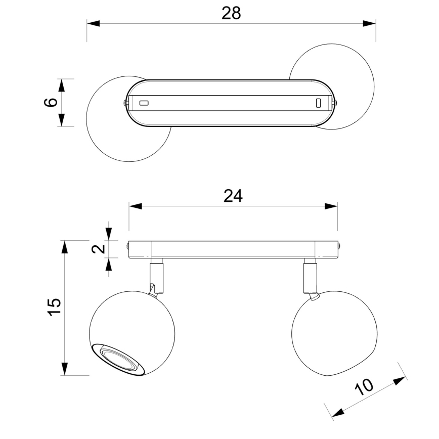 Spotlámpa COMET 2xGU10/8W/230V fekete/fényes króm