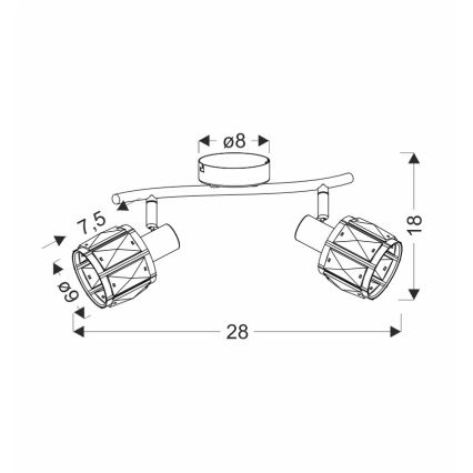 Spotlámpa DUBAI 2xE14/40W/230V fekete/arany