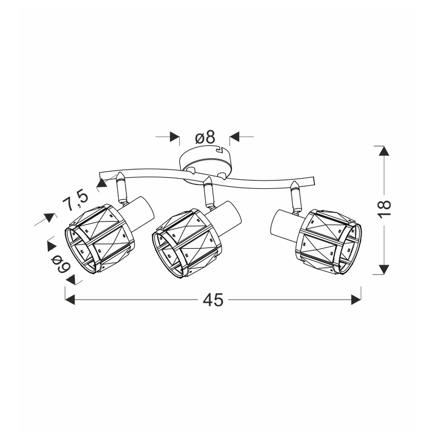 Spotlámpa DUBAI 3xE14/40W/230V fekete/arany