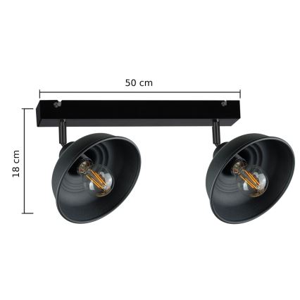 Spotlámpa FAUN 2xE27/60W/230V fekete