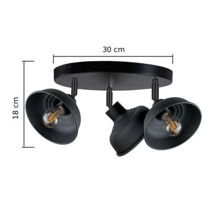 Spotlámpa FAUN 3xE27/60W/230V fekete