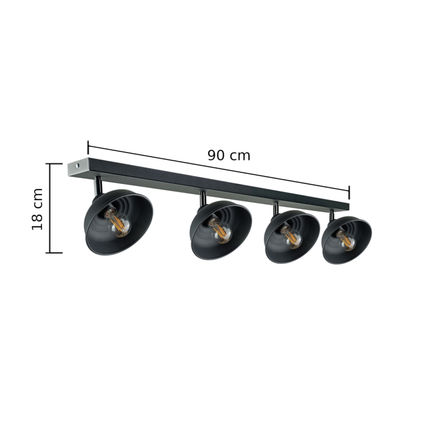 Spotlámpa FAUN 4xE27/60W/230V fekete