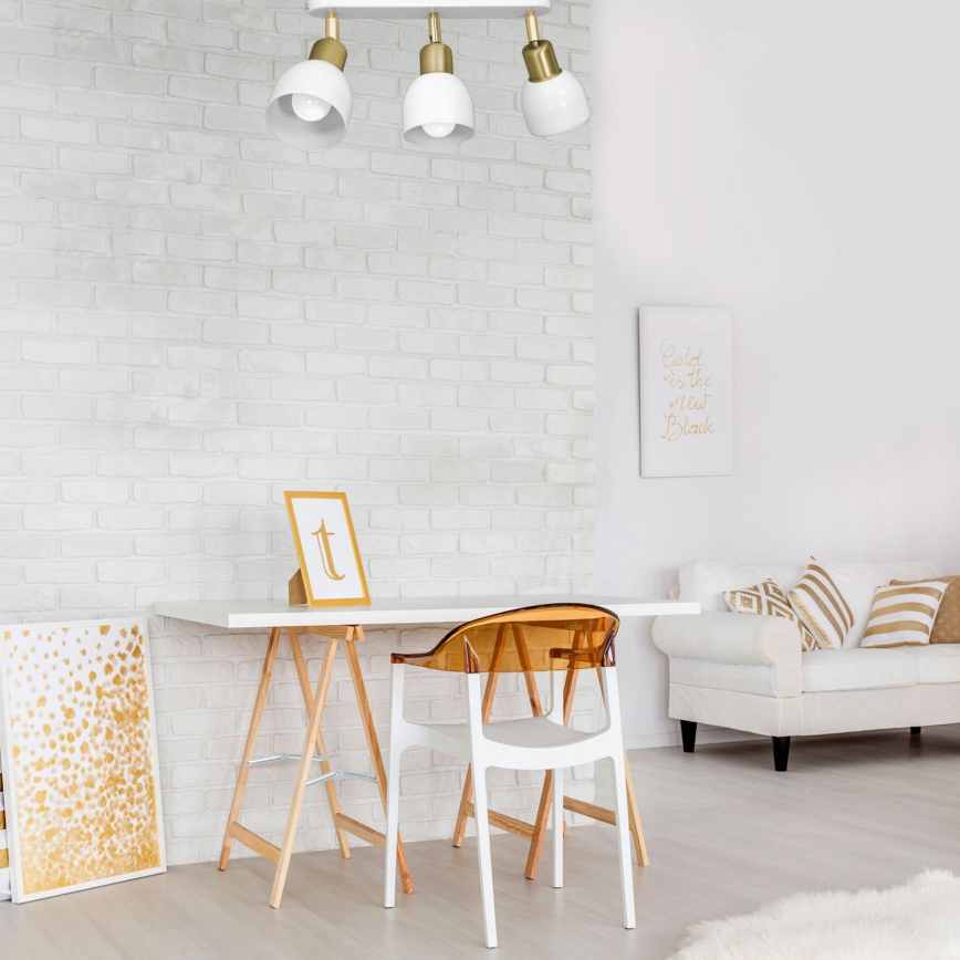 Spotlámpa FRESNO 3xE27/60W/230V fehér/arany