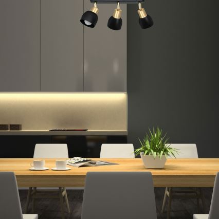 Spotlámpa FRESNO 3xE27/60W/230V fekete/arany