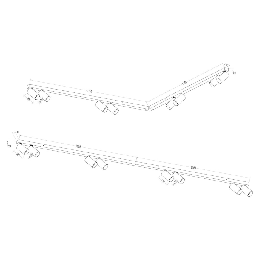 Spotlámpa HERO SPOT 8xGU10/9W/230V fekete