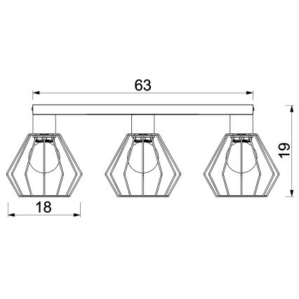 Spotlámpa LETI 3xE27/15W/230V fekete