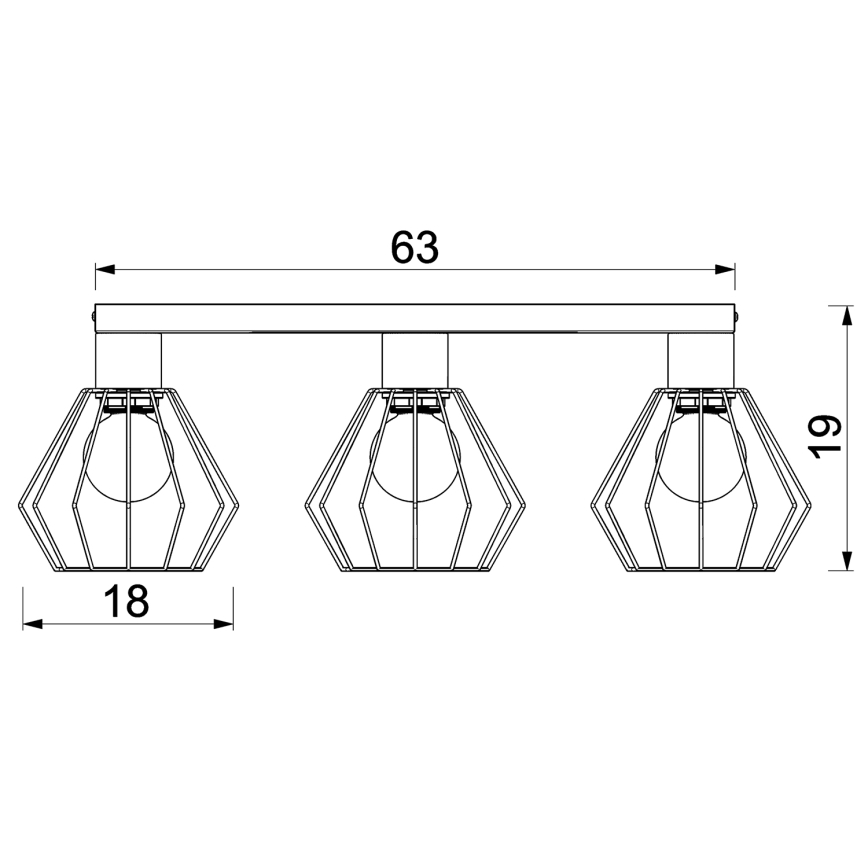 Spotlámpa LETI 3xE27/15W/230V fekete