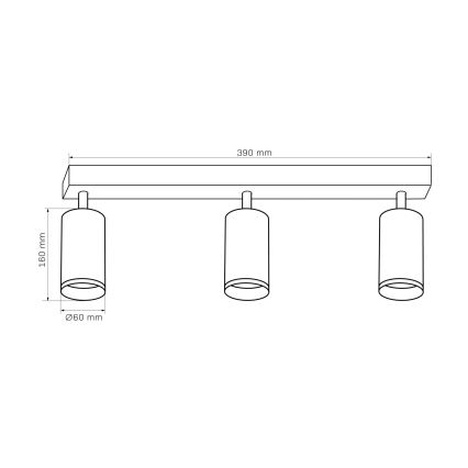 Spotlámpa LONDON 3xGU10/10W/230V fekete