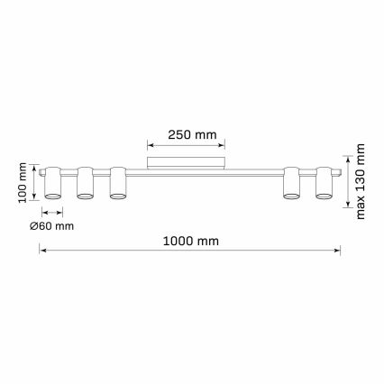 Spotlámpa MARIBEL 5xGU10/10W/230V fekete