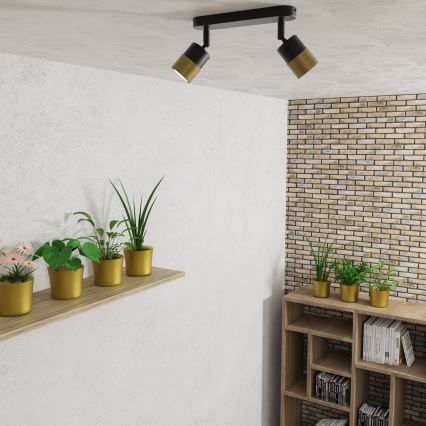 Spotlámpa MIZU 2xGU10/8W/230V fekete/sárgaréz