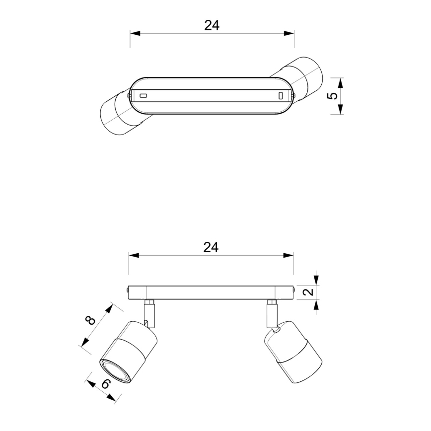 Spotlámpa MIZU 2xGU10/8W/230V fekete/sárgaréz