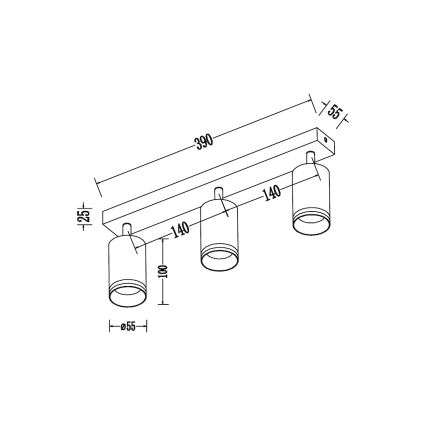 Spotlámpa PIPE 3xGU10/10W/230V fehér