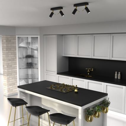 Spotlámpa PRESTON 2xGU10/40W/230V fekete/arany