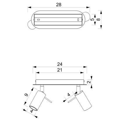 Spotlámpa PRESTON 2xGU10/40W/230V fekete/arany