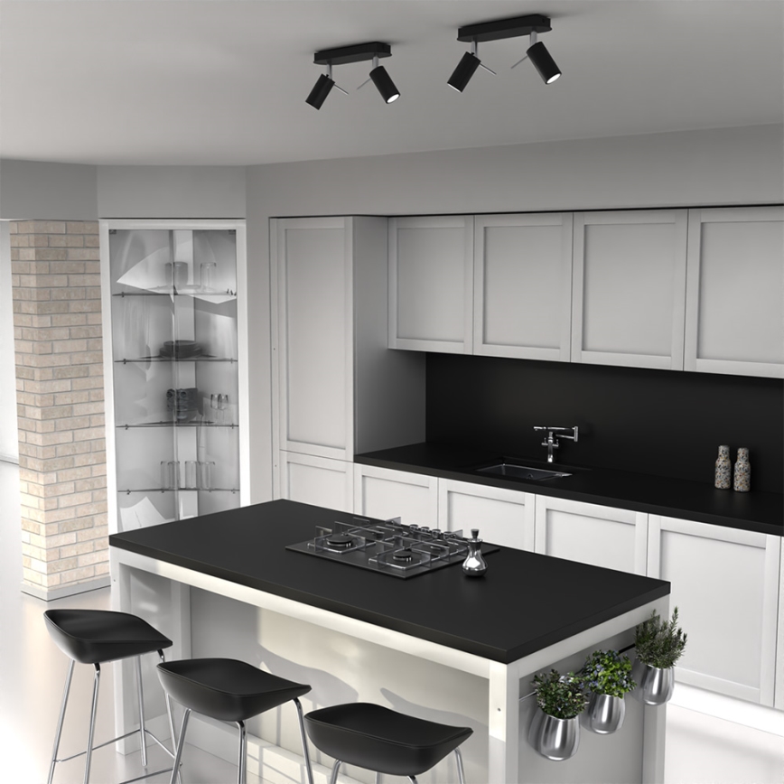 Spotlámpa PRESTON 2xGU10/40W/230V fekete