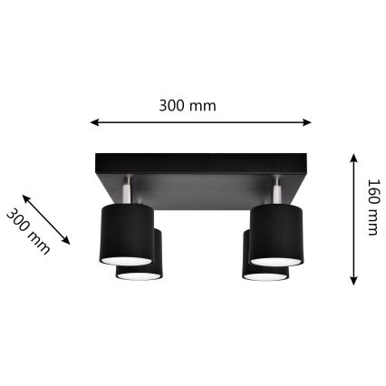 Spotlámpa PUNTA 4xGX53/10W/230V fekete