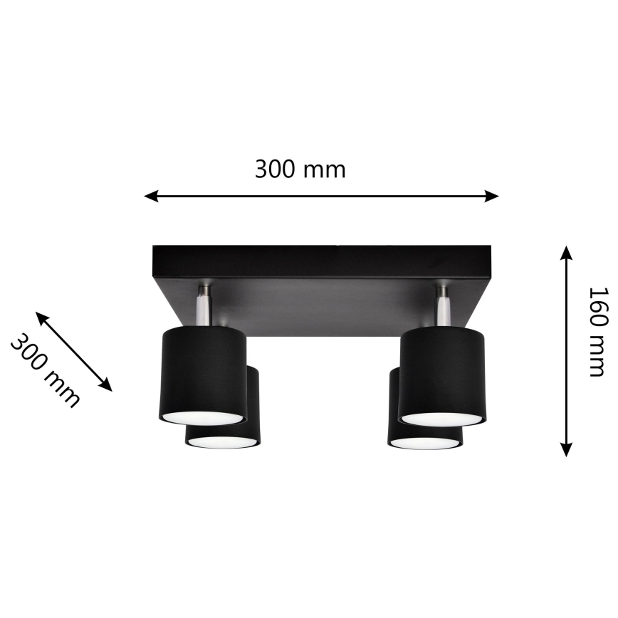 Spotlámpa PUNTA 4xGX53/10W/230V fekete