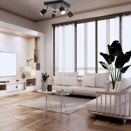 Spotlámpa RENO 4xGU10/8W/230V fekete/fényezett króm