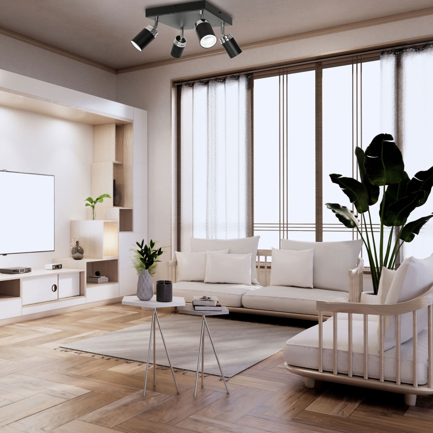 Spotlámpa RENO 4xGU10/8W/230V fekete/fényezett króm