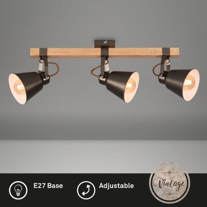 Spotlámpa RETRO 3xE27/40W/230V barna