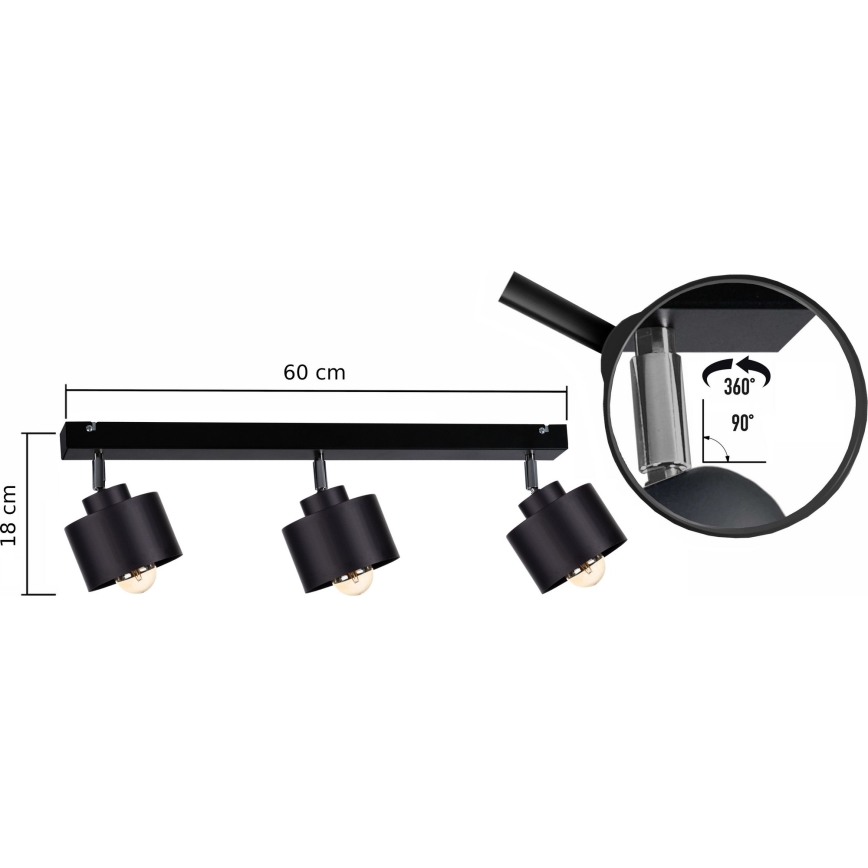 Spotlámpa SIMPLY BLACK 3xE27/60W/230V