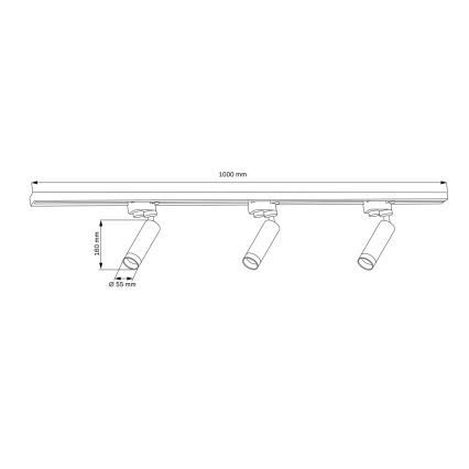 Spotlámpa sínrendszerhez FADO 3xGU10/10W/230V + 1 m sínrendszer fekete