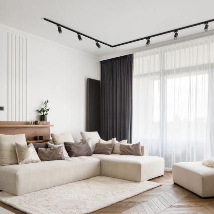 Spotlámpa sínrendszerhez PÁRIZS 6xGU10/10W/230V + 2x1 m sín rendszer fekete