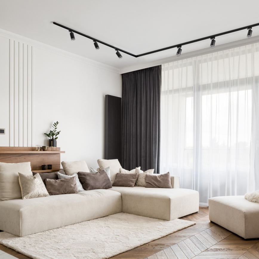 Spotlámpa sínrendszerhez PÁRIZS 6xGU10/10W/230V + 2x1 m sín rendszer fekete