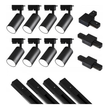 Spotlámpa sínrendszerrel 8xGU10/25W/230V 4 m fekete