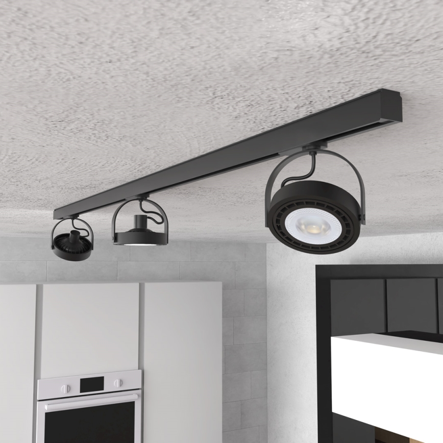 Spotlámpa sínrendszerrel LUGAR AR111 3xGU10/25W/230V fekete