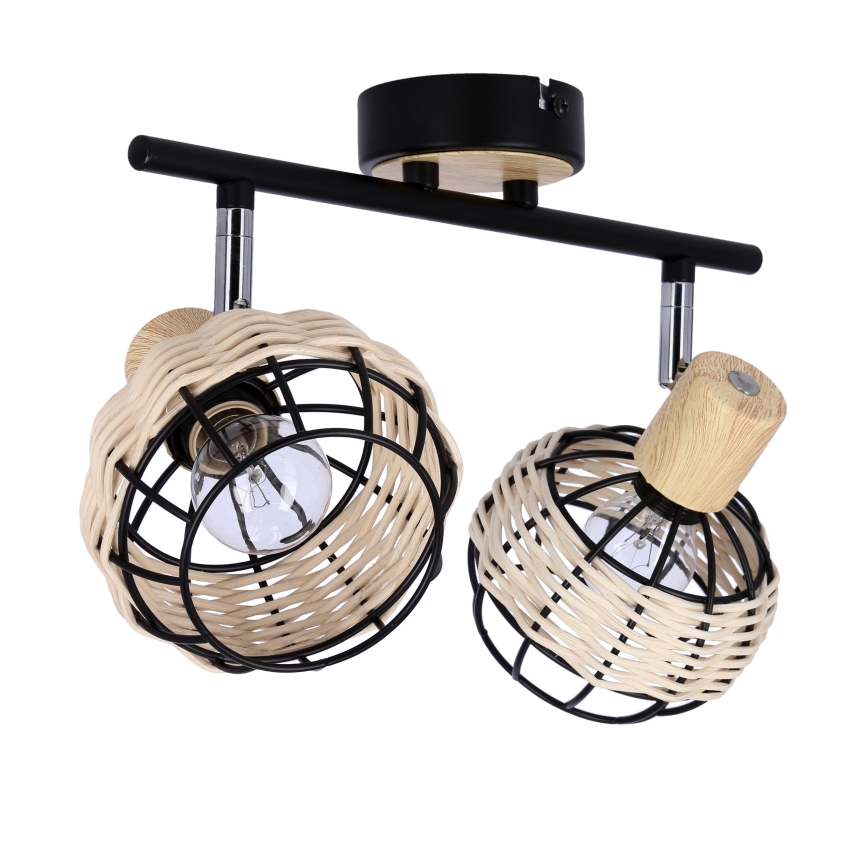 Spotlámpa TAJGA 2xE14/40W/230V rattan/fekete