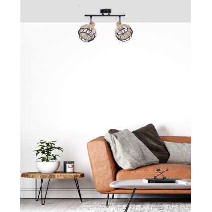 Spotlámpa TAJGA 2xE14/40W/230V rattan/fekete