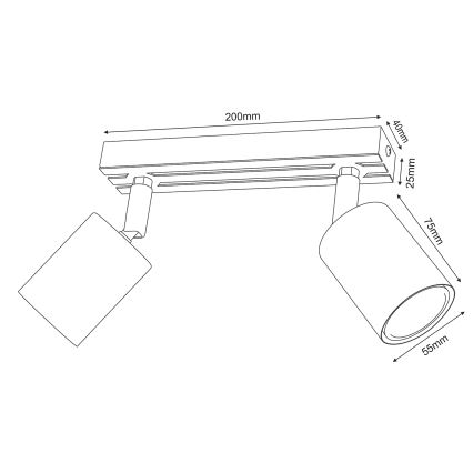 Spotlámpa TERRA 2xGU10/8W/230V fekete/tölgy