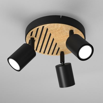 Spotlámpa TERRA 3xGU10/8W/230V fekete/tölgy