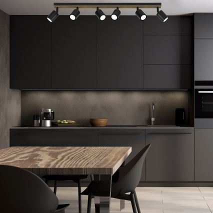 Spotlámpa TERRA 6xGU10/8W/230V fekete/tölgy