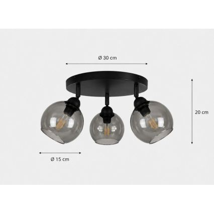 Spotlámpa UNO 3xE27/60W/230V fekete