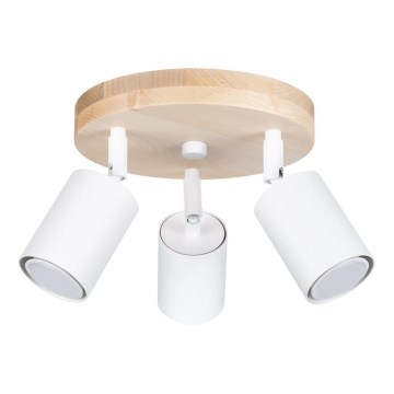 Spotlámpa VERDO 3xGU10/10W/230V fehér/bükkfa