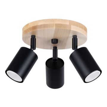 Spotlámpa VERDO 3xGU10/10W/230V fekete/bükkfa