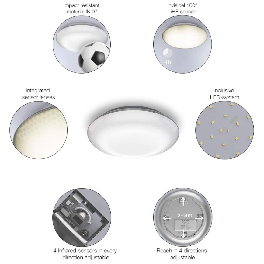 Steinel 057602 - LED Kültéri lámpa érzékelővel QUATTRO LED/9,8W/230V 3000K IP54