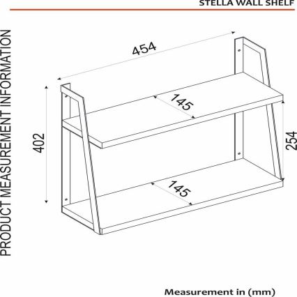 Fali polc STELLA 40,2x45,4 cm barna/fekete