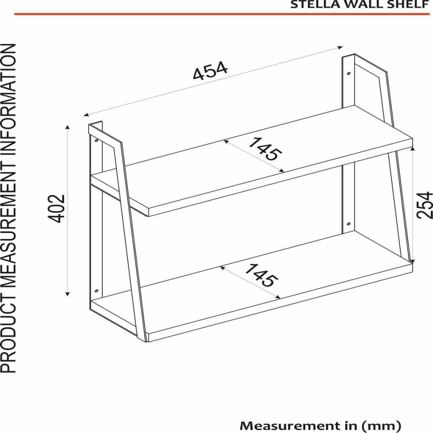 Fali polc STELLA 40,2x45,4 cm barna/fekete